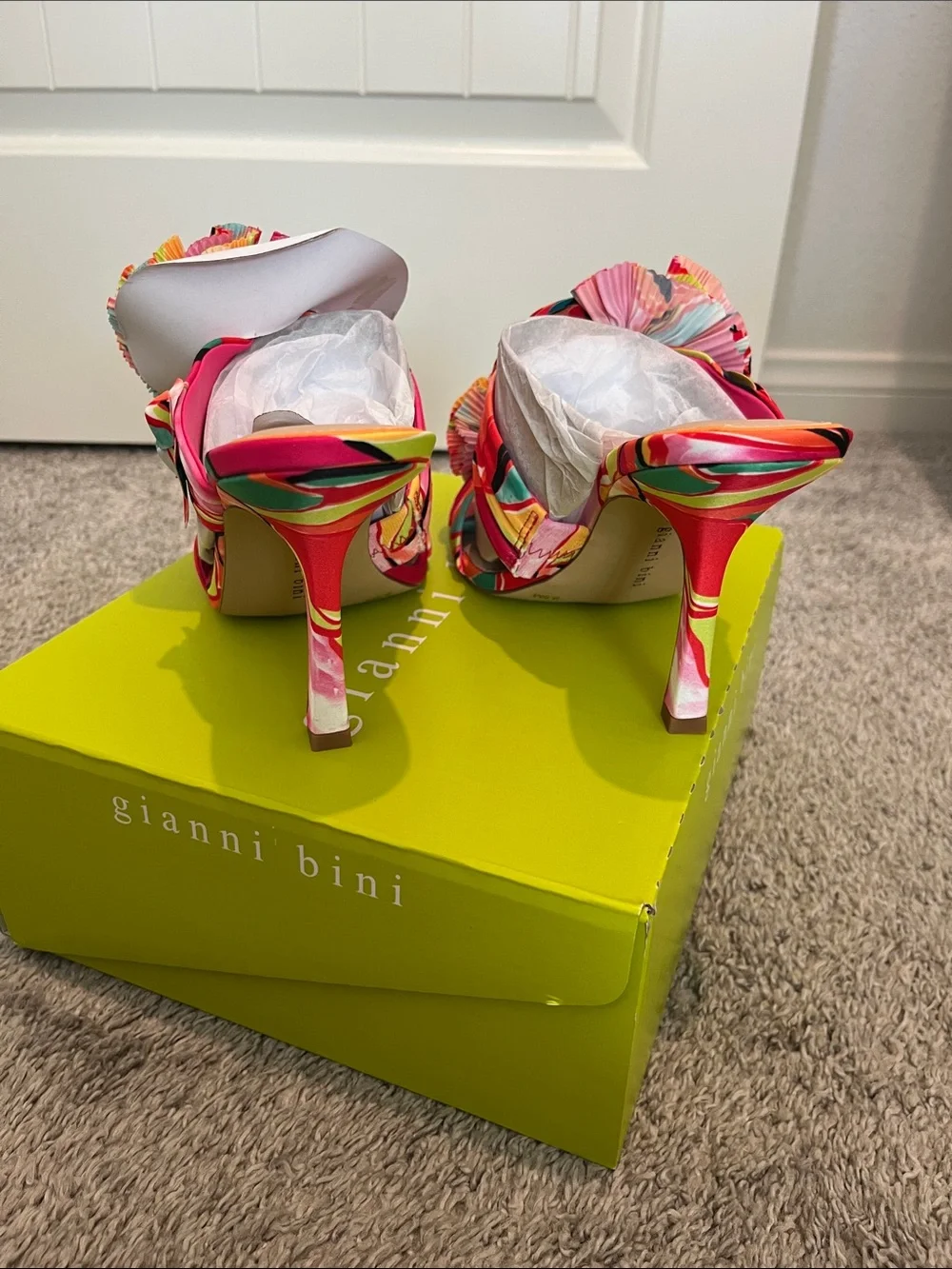 Gianni Bini Multicolor Floral Slide Mules - Bright Pink, Red, Yellow, Green - Picture 3 of 5